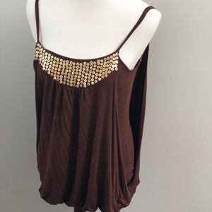 walter • spaghetti strap tank w gold accents